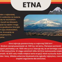 Widok na pokrytą śniegiem Etnę, jeden z najbardziej aktywnych wulkanów świata, z miastem u podnóża. W 2021 roku erupcja Etny wywołała zagrożenie dla lotnictwa.